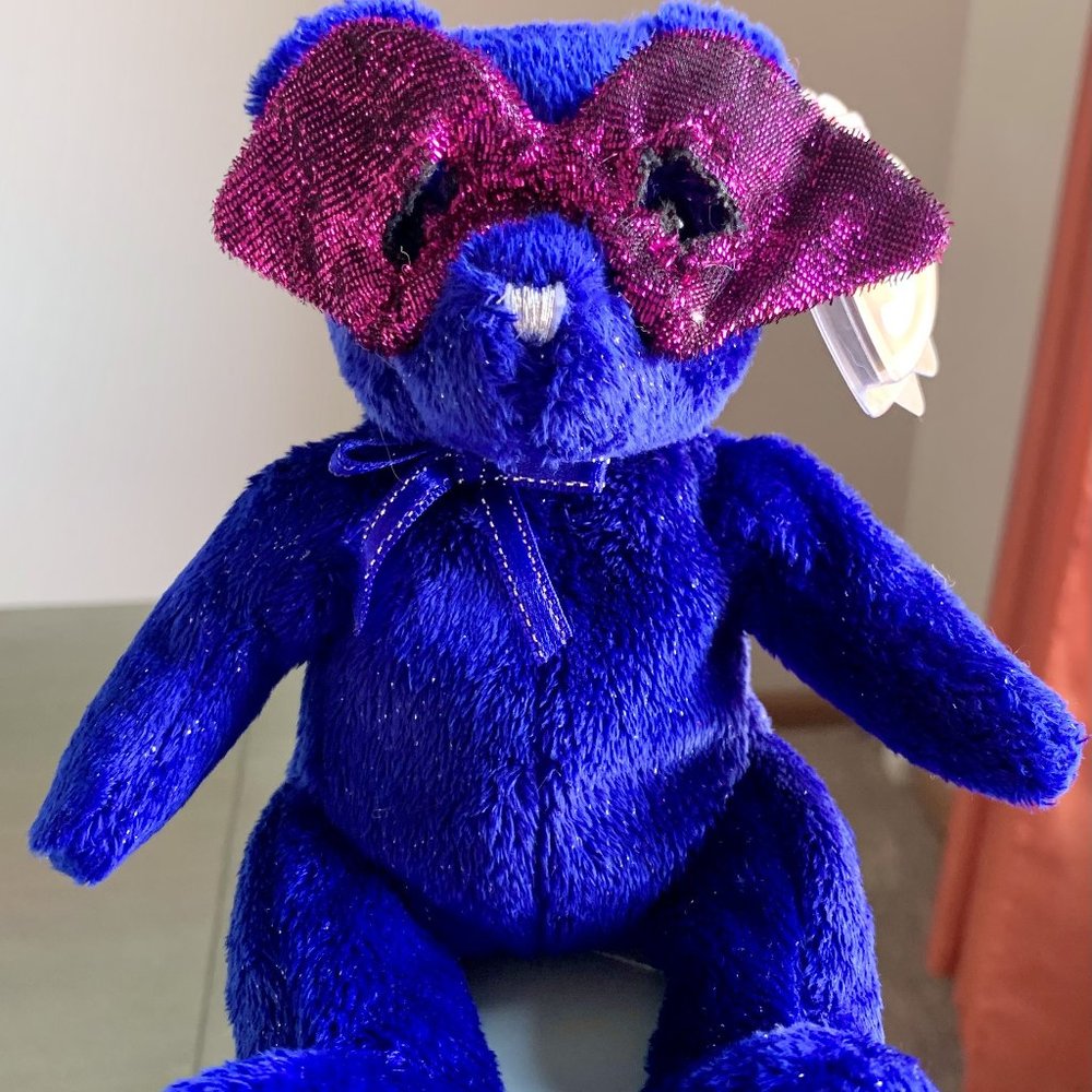 2004 40199 Mardi Gras Masquerade Mask Retired Ty Beanie Baby Teddy Bear MWMT